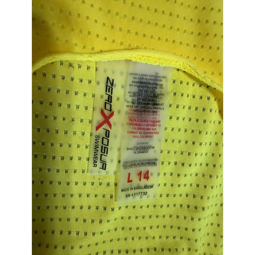 ZeroXposur Girls Neon Yellow Mesh Swim Cover Up‎ Tank Top Size L 14 Racerback
